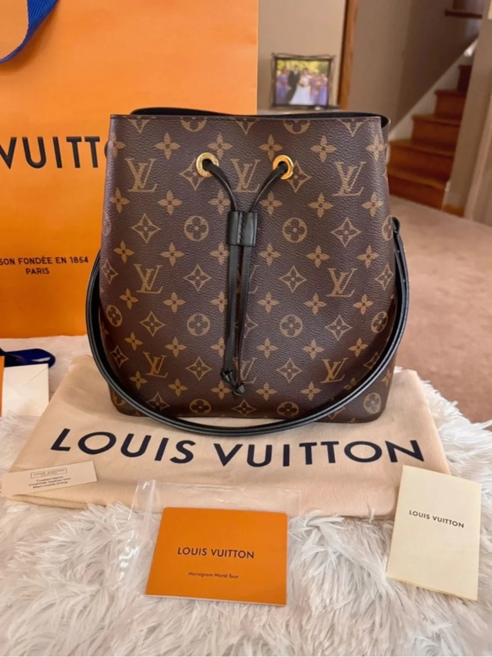 Louis Vuitton Brown Monogram Canvas Drawstring Hobo